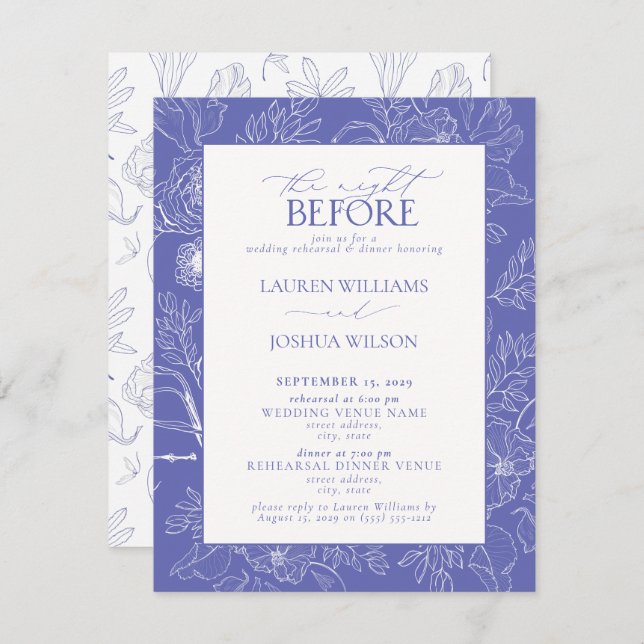 Elegant Lilac Lavender Wedding Rehearsal Dinner Invitation (Front/Back)