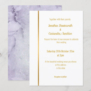 ÉLÉGANT LILAC MARBLE OR FAIRE-PART DE MARIAGE