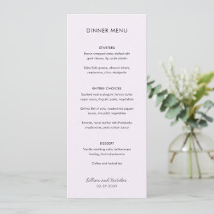 Elegant Lilac Modern Wedding Menu