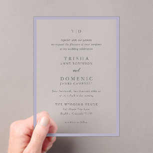 Elegant Lilac Monogram Modern Wedding Acrylic Invitations