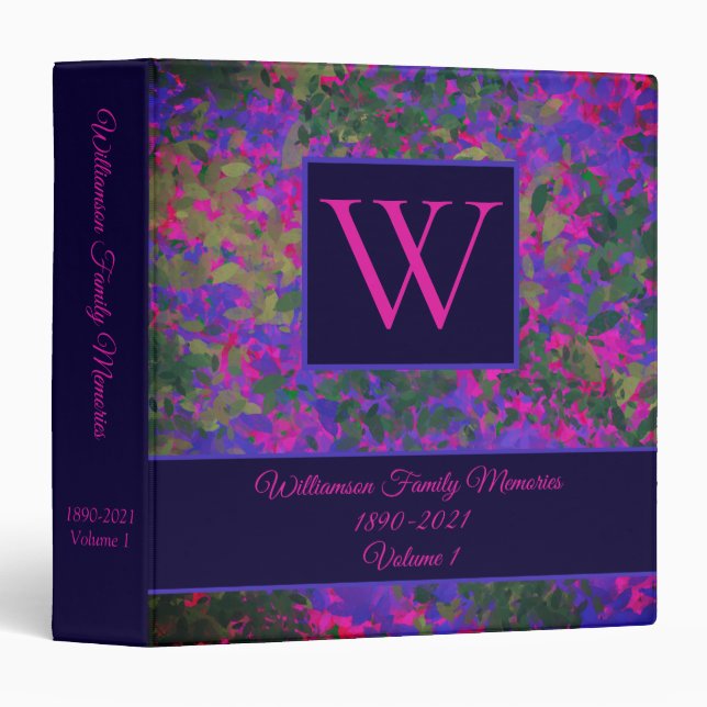 Elegant Lilac Pink Family Scrapbook Album Binder (Front/Spine)