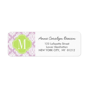 Elegant Lilac Purple Damask Personalized