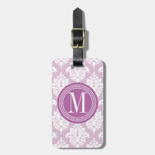 Elegant Lilac Purple Damask Personalized Luggage Tag