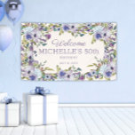 Elegant Lilac Purple Floral Greenery 50th Birthday Banner<br><div class="desc">Add a touch of elegance to your celebration with this dusty blue and purple watercolor floral 50th birthday party banner for women. Beautifully designed with soft, artistic florals and delicate foliage, this customizable banner is perfect for highlighting any milestone—whether it's a 30th, 40th, 50th, 60th, or even 70th birthday. Personalize...</div>