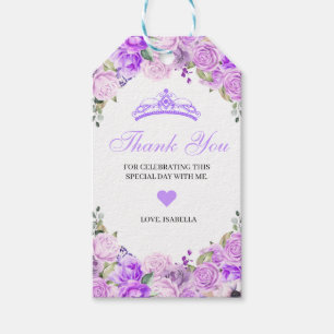 Elegant Lilac Purple Floral Thank You Gift Tags