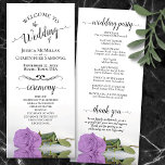 Elegant Lilac Purple Rose Romantic Wedding Program<br><div class="desc">This beautiful wedding program features an elegant design with a single long stemmed light purple or lilac coloured rose lying on its side reflecting in water. The titles are written in fancy script calligraphy, and there is space for your ceremony and wedding party details, as well as a short thank...</div>