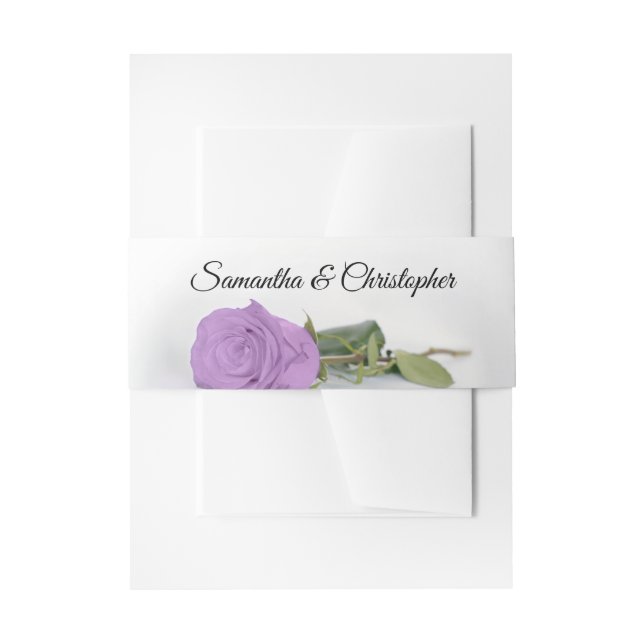 Elegant Lilac Purple Rose Simple Glam Wedding Invitation Belly Band (Front Example)