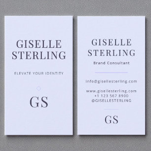 Elegant Lilac Purple Simple Minimal Monogram Chic Business Card