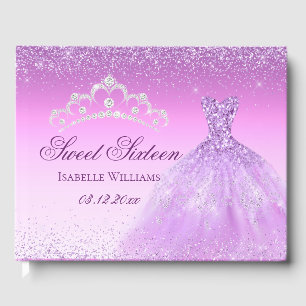 Elegant Lilac Purple Sweet 16 Guest Book