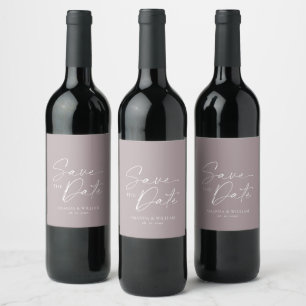 Elegant Lilac Save the Date Wine Label