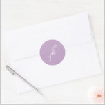 Elegant Lilac Script Monogram Wedding Classic Round Sticker<br><div class="desc">Elegant wedding stickers featuring a classic design with your monogram in a script font.</div>
