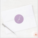 Elegant Lilac Script Monogram Wedding Classic Round Sticker<br><div class="desc">Elegant wedding stickers featuring a classic design with your monogram in a script font.</div>
