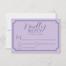 Elegant Lilac Script Wdding Response Card