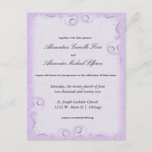 Elegant Lilac Scrollwork Formal Wedding Invite