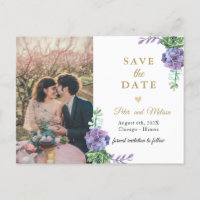 Elegant Lilac Succulents Photo Save the Date