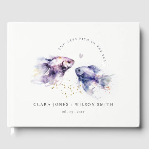 Elegant Lilac Watercolor Coastal Fish Wedding Guest Book