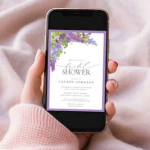 Elegant Lilac Watercolor Floral Bridal Shower Invitation