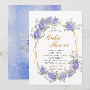 Elegant Lilac Watercolor Flowers   Baby Shower Invitation