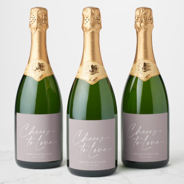 Elegant Lilac Wedding Champagne Bottle Label (Bottles)
