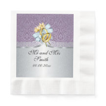 Elegant Lilac Wedding Personalised Paper Napkin