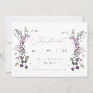 Elegant Lilac Wildflowers Wedding QR Code Save The Date