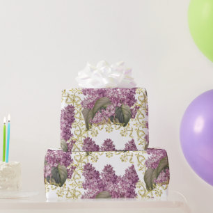 Elegant Lilacs with Gold Filigree Floral  Wrapping Paper