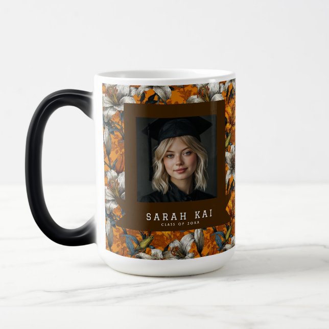 Elegant Lilies Pattern Commencement Exercise Magic Mug (Left)