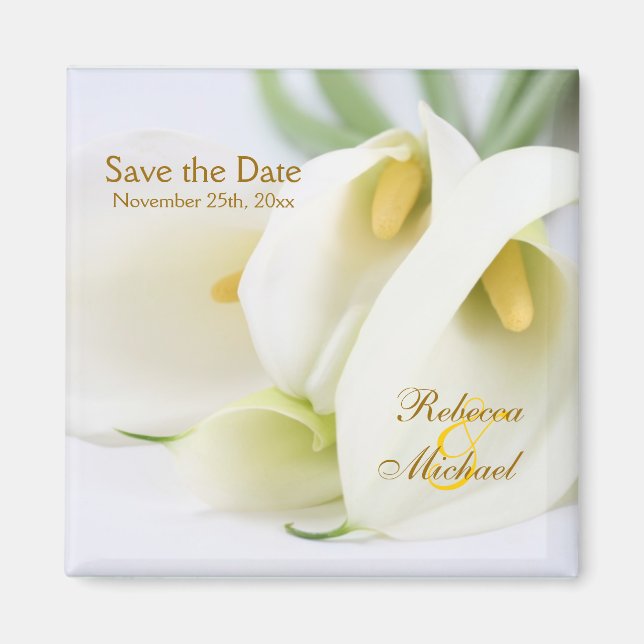 Elegant Lillies "Save the Date" Magnet (Devant)