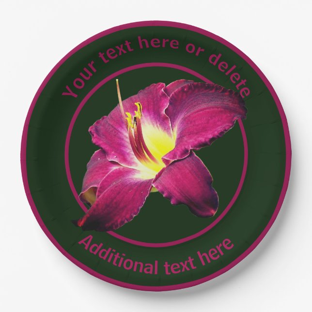 Elegant Lily Flower Personalized Party Paper Plate (Front)