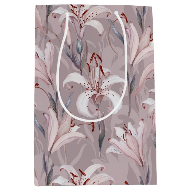 Elegant Lily Gift Bag – Floral Present Packaging (Front)