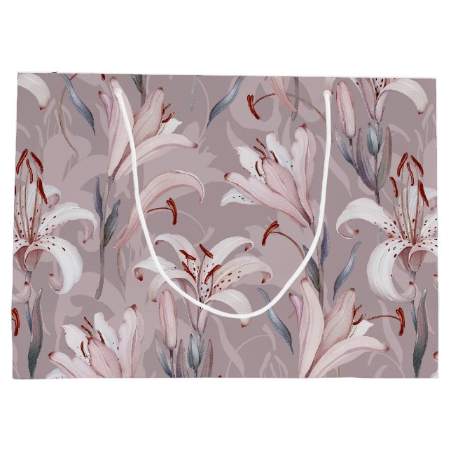 Elegant Lily Gift Bag – Floral Present Packaging (Back)