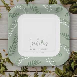 Elegant Lily of the Valley Garden Bridal Shower Paper Plate
