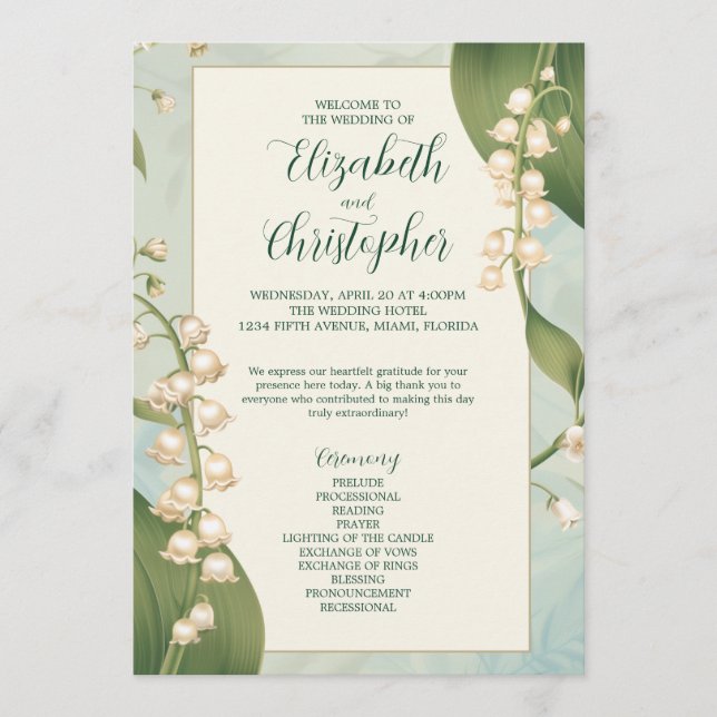 Elegant Lily of the valley Save The Date Wedding Program (Front)