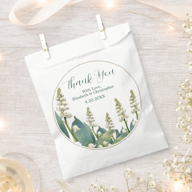 Elegant Lily of the Valley Wedding Thank You Favour Bag (Clipped)