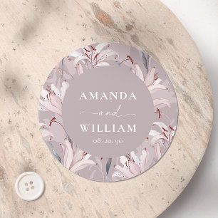 Elegant Lily Personalized Wedding Sticker