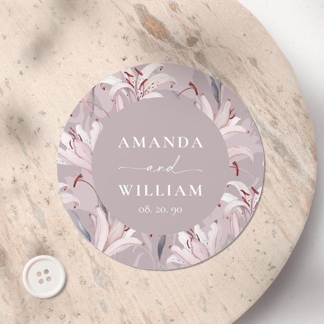 Elegant Lily Personalized Wedding Sticker (Creator Uploaded)