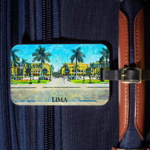 Elegant Lima Peru Oil Paint Vintage Travel  Luggage Tag