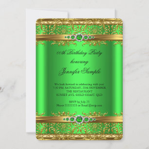 Elegant Lime Green Gold Damask Diamond Birthday Invitation