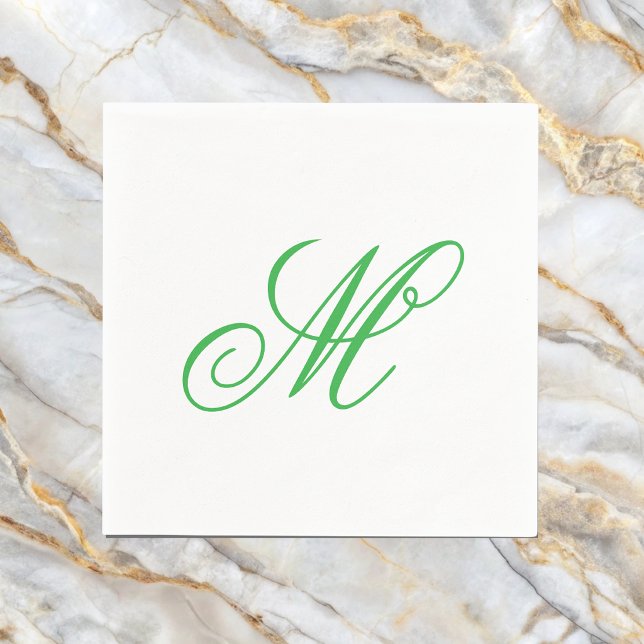 Elegant Lime Green Monogram Initial  Napkin (Creator Uploaded)