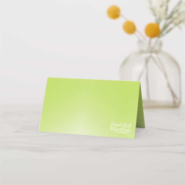 Elegant Lime Green Ombre Place Card or Escort Card (Front)