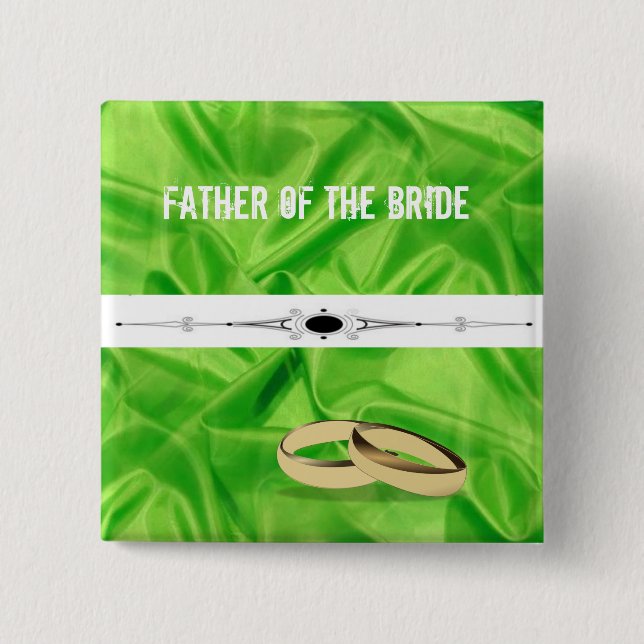 Elegant`Lime Green Silk Effect Wedding 2 Inch Square Button (Front)