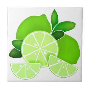Elegant Lime slices sunny citrus pattern        Tile