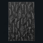 Elegant Line Art Eucalyptus Pattern   Kitchen Towel<br><div class="desc">minimalist line art eucalyptus black and white pattern</div>