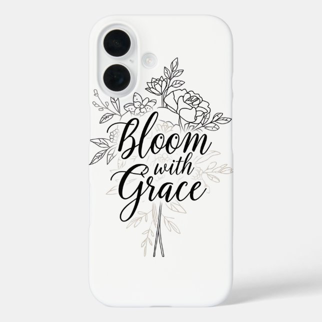 Elegant Line Art Flower Typography Case-Mate iPhone Case (Back)