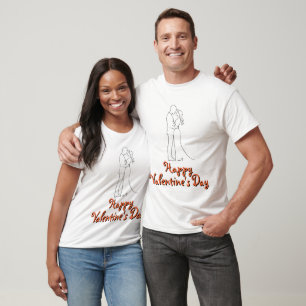 Elegant Line Art of a Romantic Couple T-Shirt