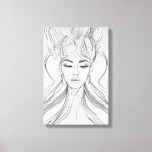 Elegant Line Art Portrait Modern Wall Art Canvas
