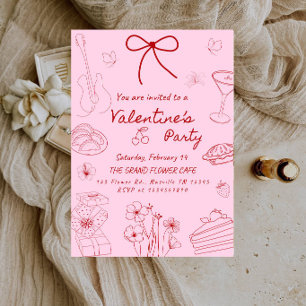 Elegant Line Art Valentine - Modern Romantic Love  Invitation