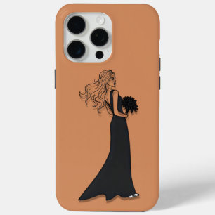 Elegant Line Art Woman in Black Dress Phone Case