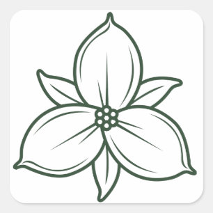 elegant linear trillium flower design square sticker