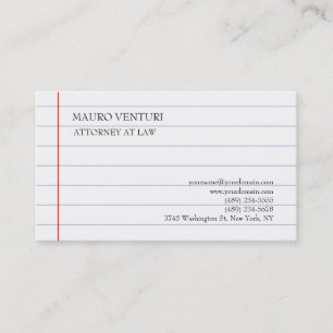 Elegant Lined Paper Plain Professional Minimalist Business Card